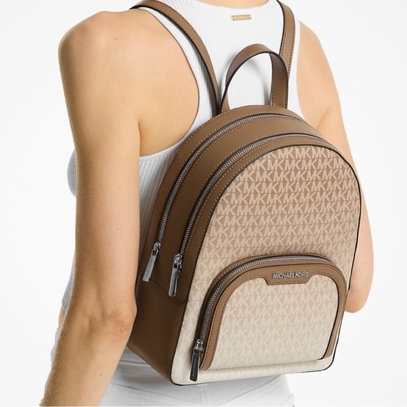 Michael Kors Jaycee Medium Ombré Signature Logo Backpack Husk - Picture 1 of 9